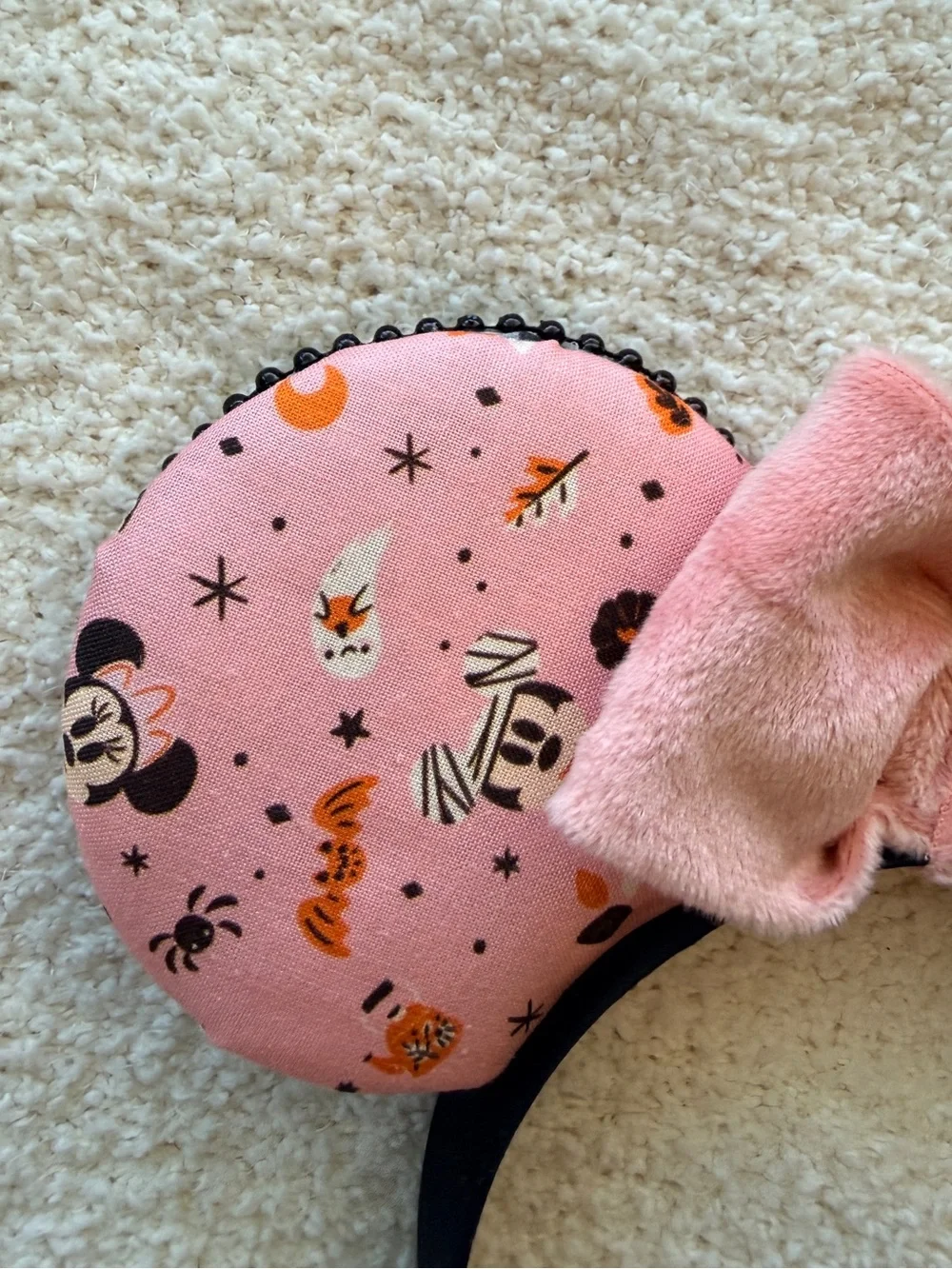 Disney Pink Minnie Mouse Halloween Ghost Ears Headband with Soft Bow